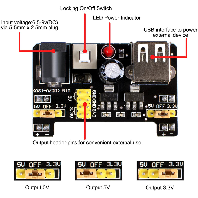[Australia - AusPower] - Miuzei Starter Kit Breadboard Set Compatible with Arduino Including Power Supply Module Jumper Cable Resistance Assortment Breadboard LED Diodes Set for Beginners Electronics Building a MA51 