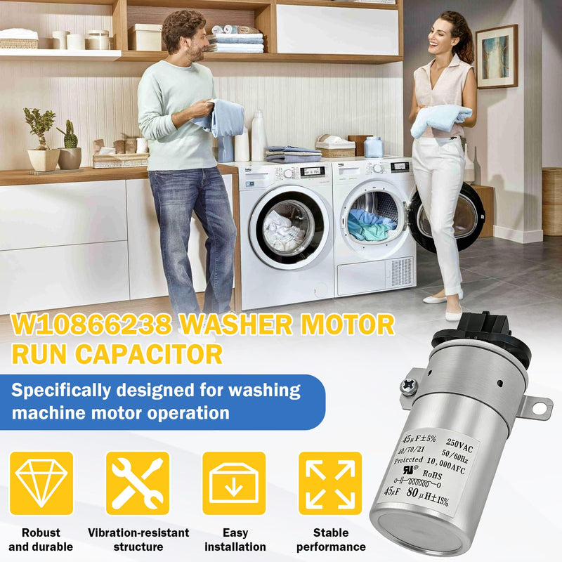 Upgrade W11428524 W11162561 Washing Machine Run Capacitor Compatible with Whirlpool Kenmore Maytag Crosley Amana Replace W10866238 W11175257 AP6981681 PS12745632 EAP12745632
