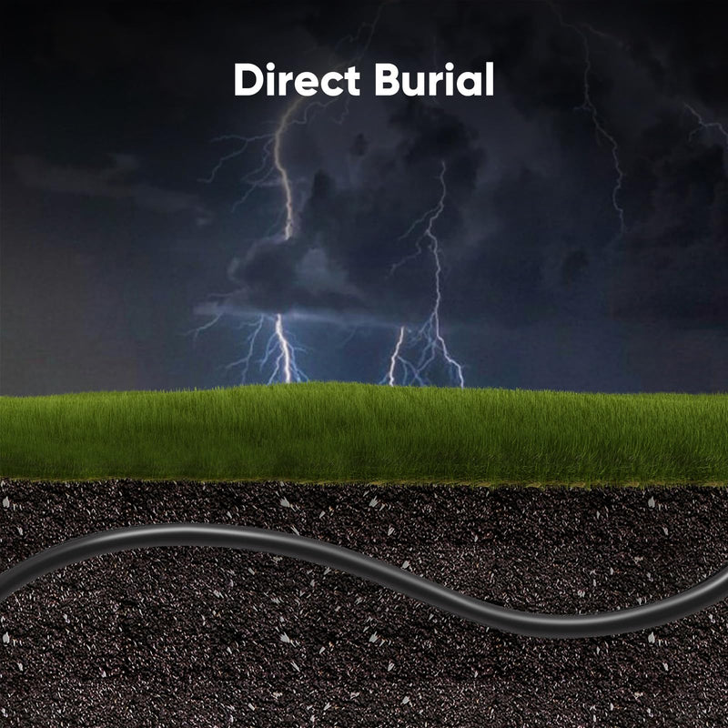 Cat 6 Outdoor Ethernet Cable 125 ft, 10Gbps 550MHz Pure Copper Network Internet Cable Direct Burial Waterproof UV LLDPE Jacket, LAN Cable Patch Cord with 40 Ties, UTP Support POE for PC 125ft