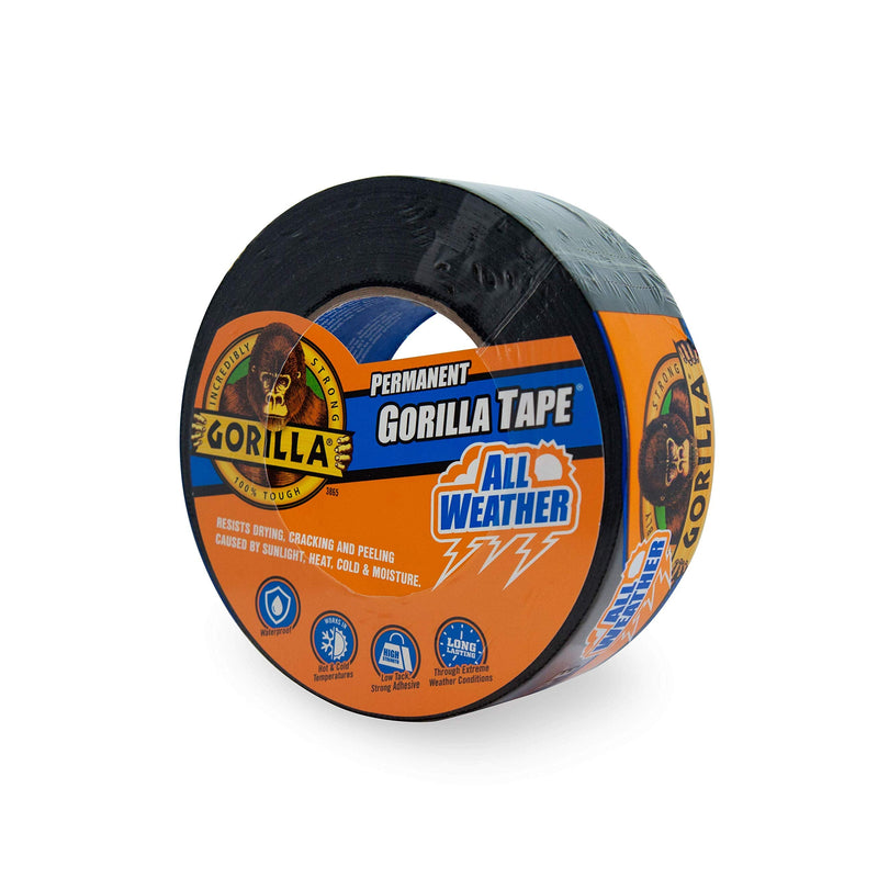 Gorilla All Weather Outdoor Waterproof Duct Tape, UV and Temperature Resistant, 1.88" x 25 yd, Black, (Pack of 1) 1 - Pack