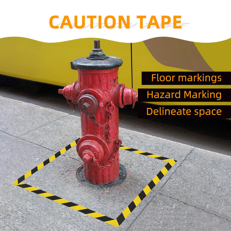 Hazard Warning Tape, Black & Yellow Safety Caution Tape - Strong Adhesive, No Residue, Flexible Hazard Tape for Securing Rugs, Carpets & Marking Hazards, 2 in x 110 FT,2 Rolls, Total 220 FT