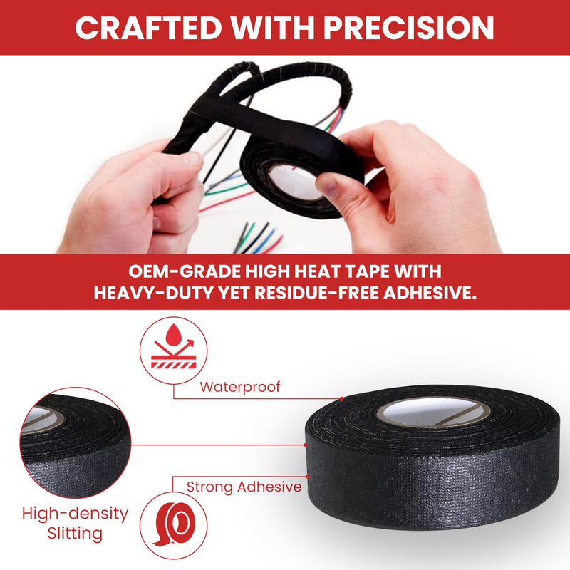 GGR Supplies – T.R.U. CFT-15 Black Cotton Cloth Friction Tape, High Grip Electrical Wire Harness Tape with Non-Corrosive Rubber Resin Adhesive, 1.5 Inch x 60 Feet 1.5 in.