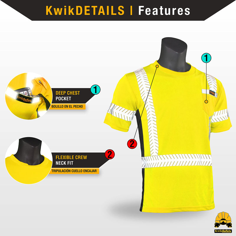 KwikSafety - Charlotte, NC - Renaissance Man Short Sleeve Safety Shirt [Reflective Fishbone Tape] Class 2 ANSI OSHA Medium Fishbone Tape | Yellow