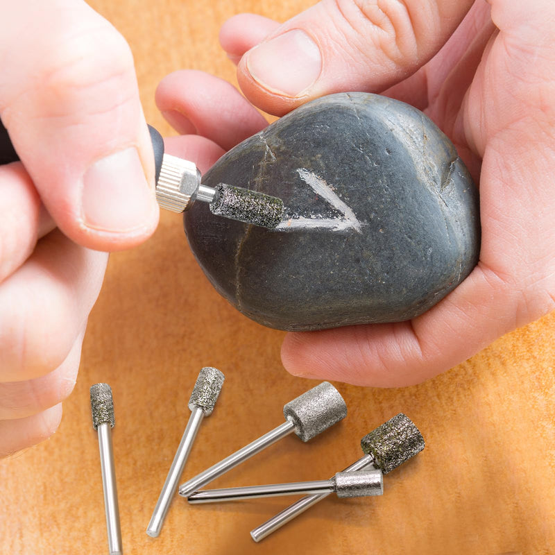 [Australia - AusPower] - PWGHWG Diamond Cutter Set, 24 Pieces Diamond Burrs with 1/8 Inch Shank, Diamond Grinding Points 46 Grit 120, for Stone Glass Ceramic Carving, Grinding, Polishing, Engraving 
