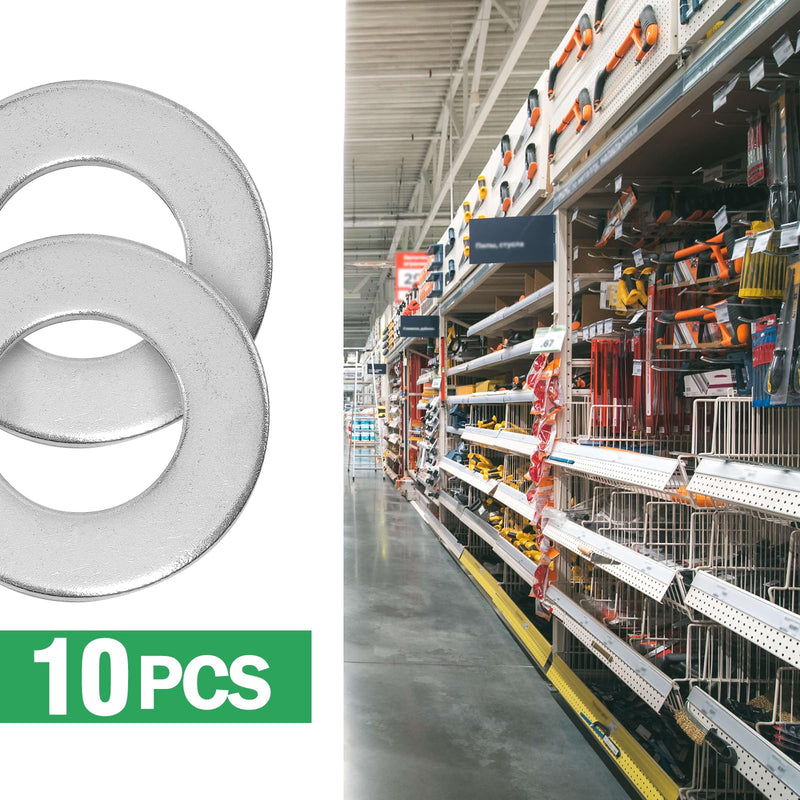 [Australia - AusPower] - 1" Stainless Steel Flat Washers - 2" Outside Diameter, 304?18-8?Stainless Steel Washers Metal Washers for Screws Bolts, Pack of 10 1" x 2" 