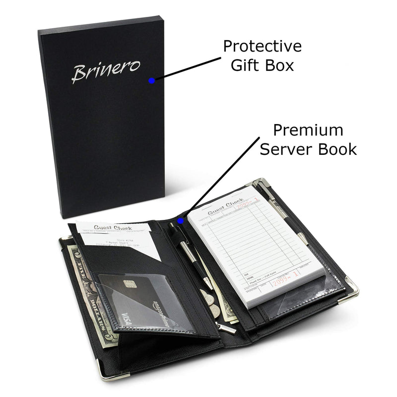 [Australia - AusPower] - Premium Server Book, Newly Improved Magnetic Bulk Pockets for 2022, 2 Pen Holders, Zipper Pocket, Firm Writing Surface Black Smooth 