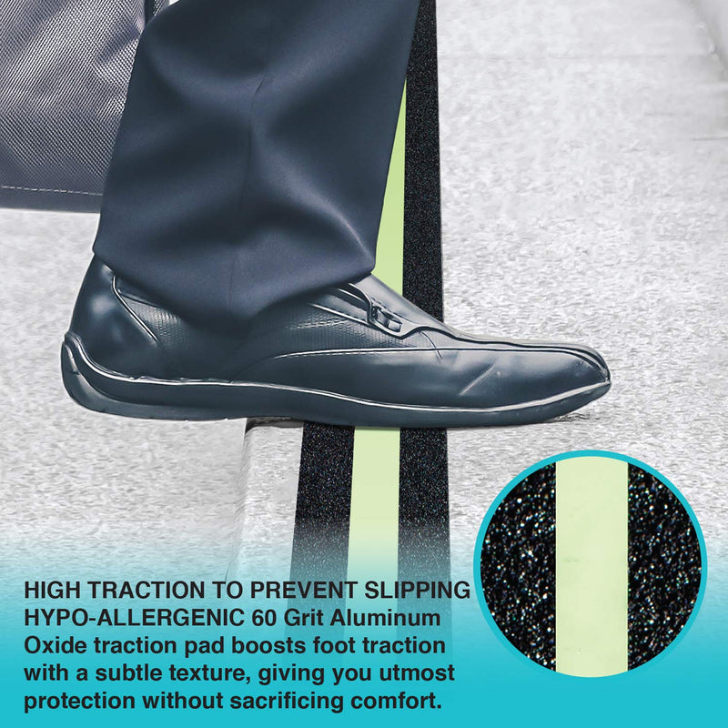 [Australia - AusPower] - LifeGrip Anti Slip Traction Treads with Glow in Dark Stripe (12-Pack), 2" X 12", Best Grip Tape 80 Grit Non Slip, Pre-Cut Strips, Rounded Corners - Right Size and Ready to Use for Easy Application 2” x 12' Black/Green 