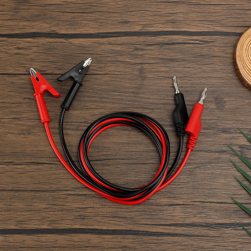 [Australia - AusPower] - 2pcs Small Multimeter Banana Plug to Crocodile Alligator Clip Test Power Probe, 4mm Stackable Test Lead Cable 1m Long Wire for Electrical Testing 1000V 10A Multimeter 