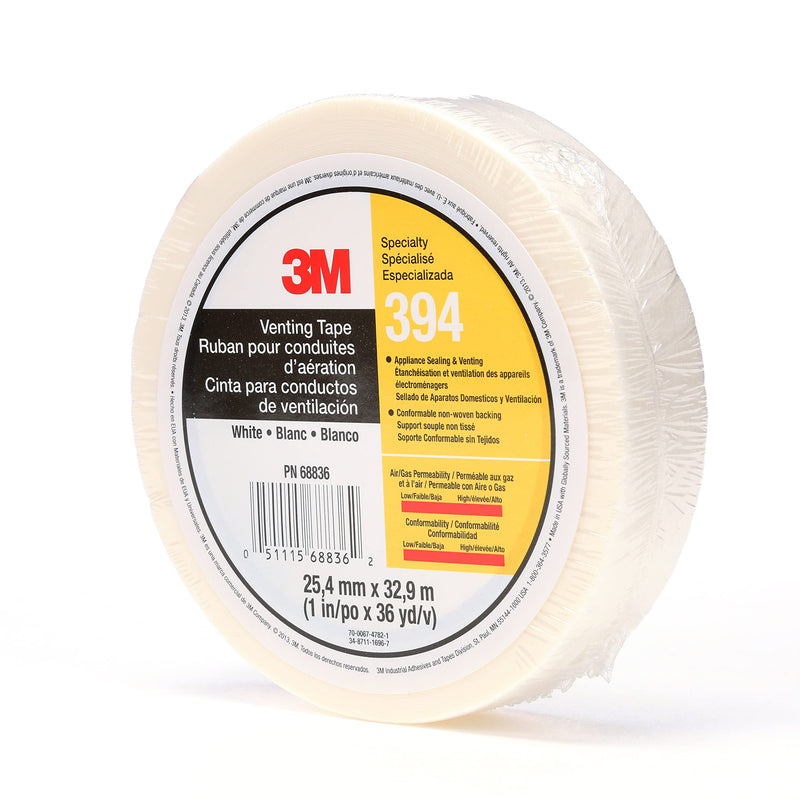 3M Vent Tape 394, White, 1 in x 36 yd, 4 mil