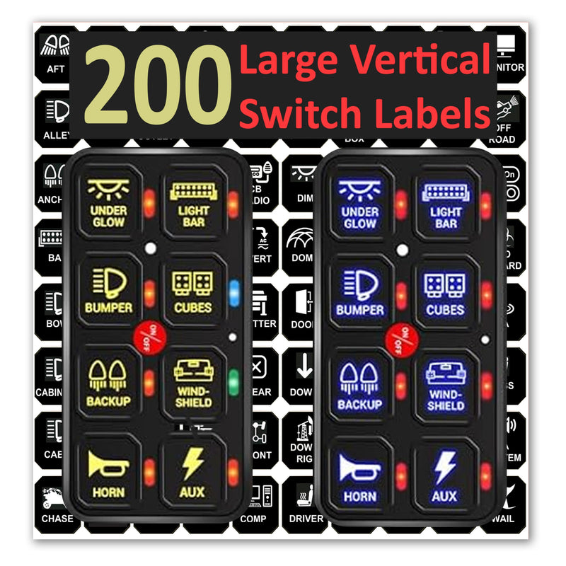 Littversions Hexagon Vertical 200 Pcs AC DC 6/8/12 Gang Switch Control Panel Labels Marine Boat Car Truck RV ATV Camper BA80 GA80 BB80 GB80 BC60 GC60 AR800 AR-820 RC800 RA80 X2