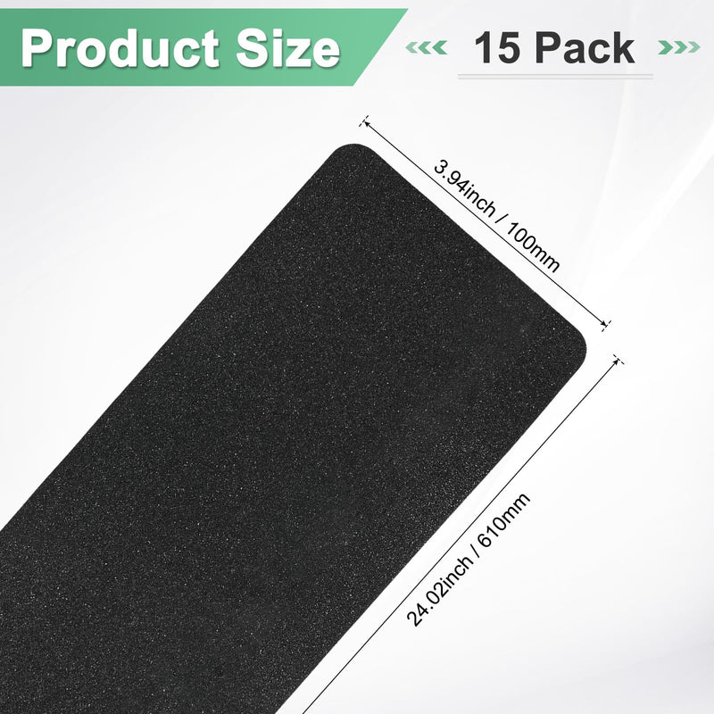 [Australia - AusPower] - 15-Pack Anti Slip Traction Tape 24" x 4" Best Grip Tape Grit Outdoor Non-Skid Tape High Traction Friction Abrasive Adhesive for Indoor/Outdoor Stairs Step [Black] 15 24 Inch X 4 Inch 