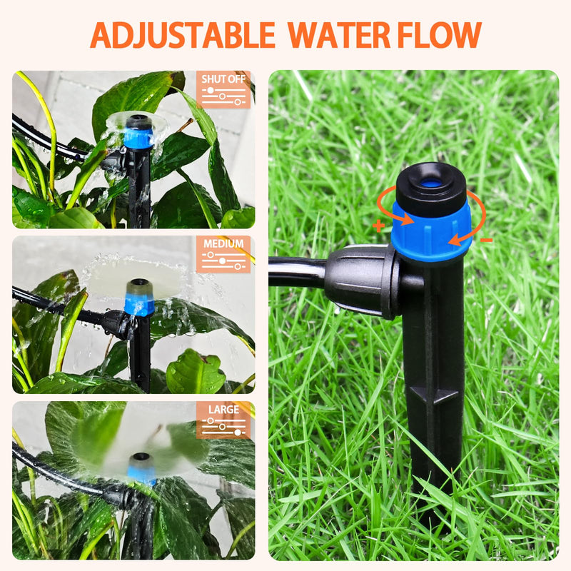 [Australia - AusPower] - 55 Pieces Drip Emitters Fan Shape with Stake for 1/4" Irrigation Tubing: Adjustable 360 Degree Water Flow Irrigation Universal Vortex Sprayer On 5" Stake Drip Pipe Sprinklers Fittings Blue 360 Degree Vortex Emitter-55 Pcs 