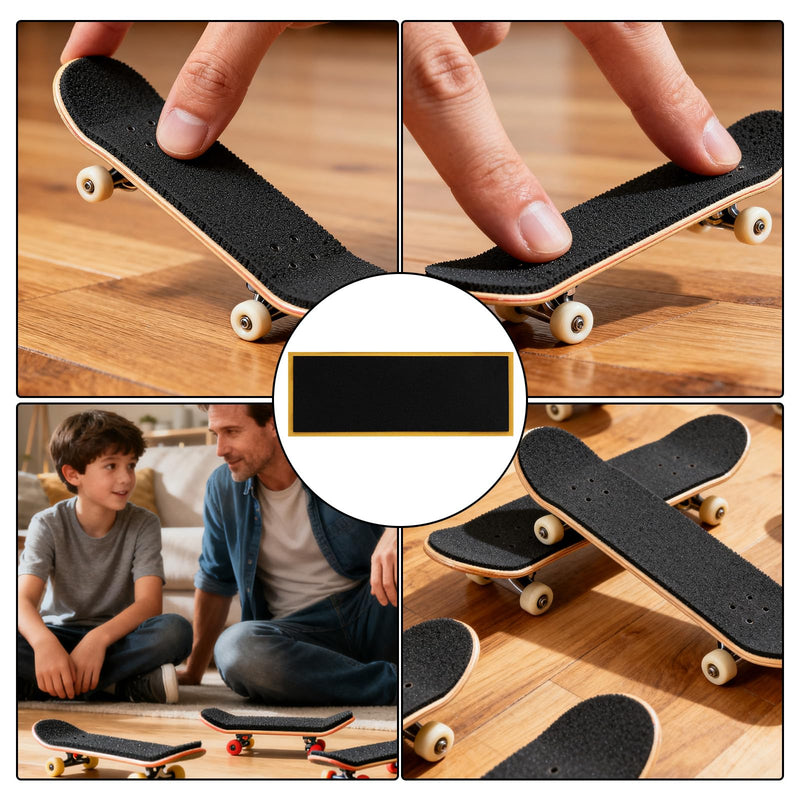 Penitue 30pcs PRO Fingerboard Grip Tape, 11x3.8cm/4.33x1.5in Foam Anti-Slip Sandpaper Skate Board Stickers with Strong Adhesive Backing for Finger Board Skateboard Games & Tricks (Black)