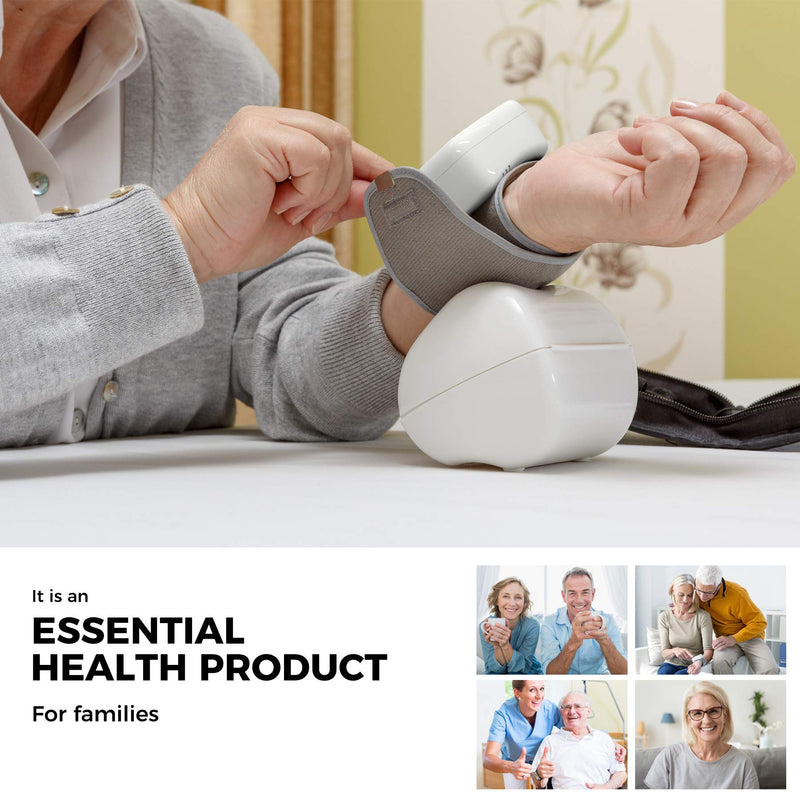 [Australia - AusPower] - Blood Pressure Monitor Adjustable Wrist Cuff Digital Rechargeable Machine for Home Use with Voice Function, 2 x 90 Readings, Carrying Case, White 