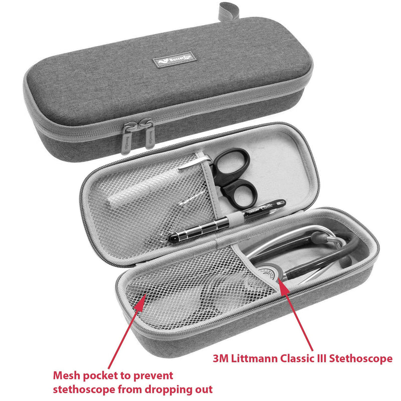 [Australia - AusPower] - ButterFox Semi Hard Stethoscope Carry Case, fits 3M Littmann Stethoscope and Other Accessories (Grey) Grey 