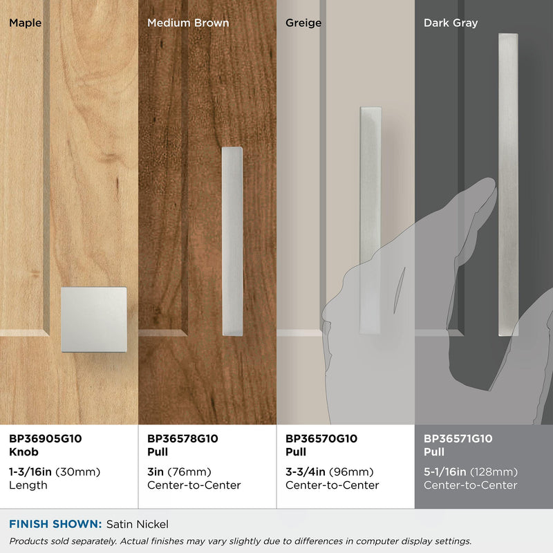 [Australia - AusPower] - Amerock | Cabinet Pull | Satin Nickel | 5-1/16 inch (128 mm) Center to Center | Monument | 1 Pack | Drawer Pull | Drawer Handle | Cabinet Hardware 5-1/16 in (128mm) Center-to-Center 