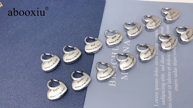 abooxiu Heart Urn Necklaces for Ashes Cremation Necklace for Ashes for Family Stainless Steel Cremation Jewelry - Forever in My Heart Silver-Dad