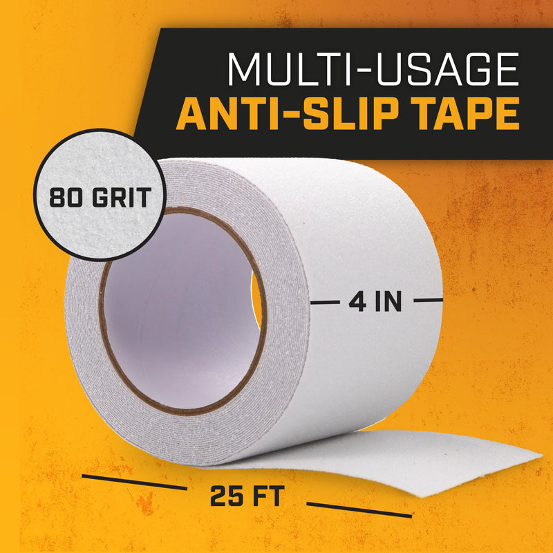 Lockport Bundle - Grip Tape Anti Slip Tape - Black Grip Tape 2 Rolls 4" x 25ft + Clear 2 Rolls 4" x 25ft - Outdoor/Indoor