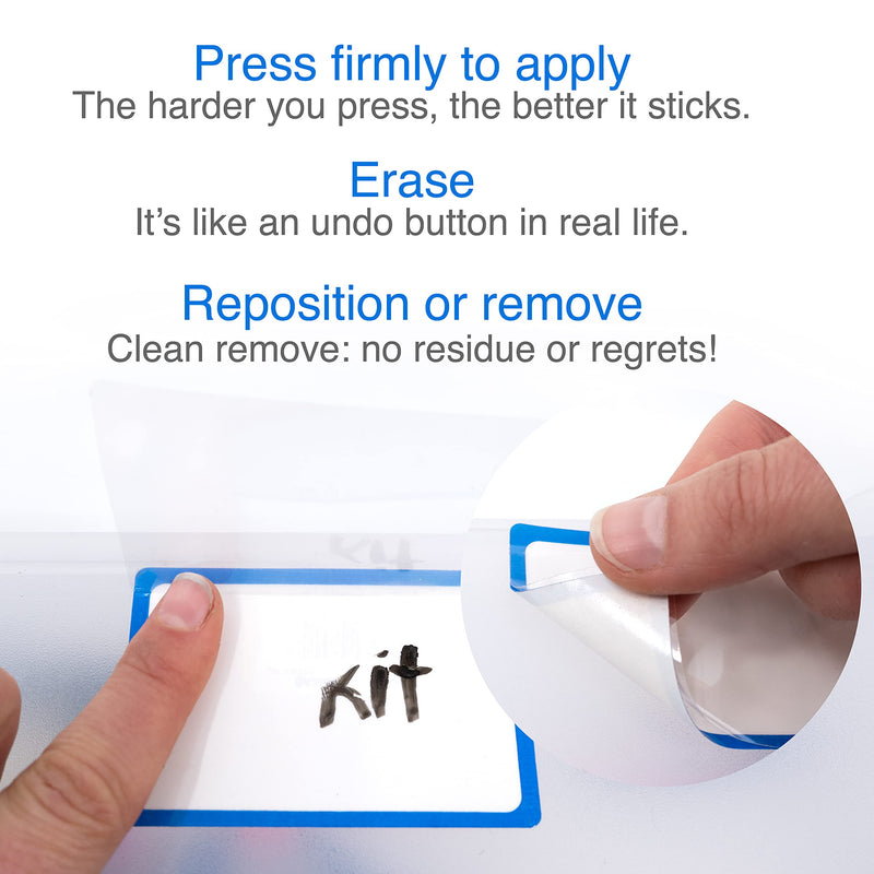 ChromaLabel 2 x 3 Inch Dry Erase Labels, Anti-Smear Protective Flap Dry Erase Stickers, Ideal Refrigerator Sticky Notes - 50 Stick On Labels per Roll (Pack of 2) 2" x 3" (Pack of 2) With Protective Flap