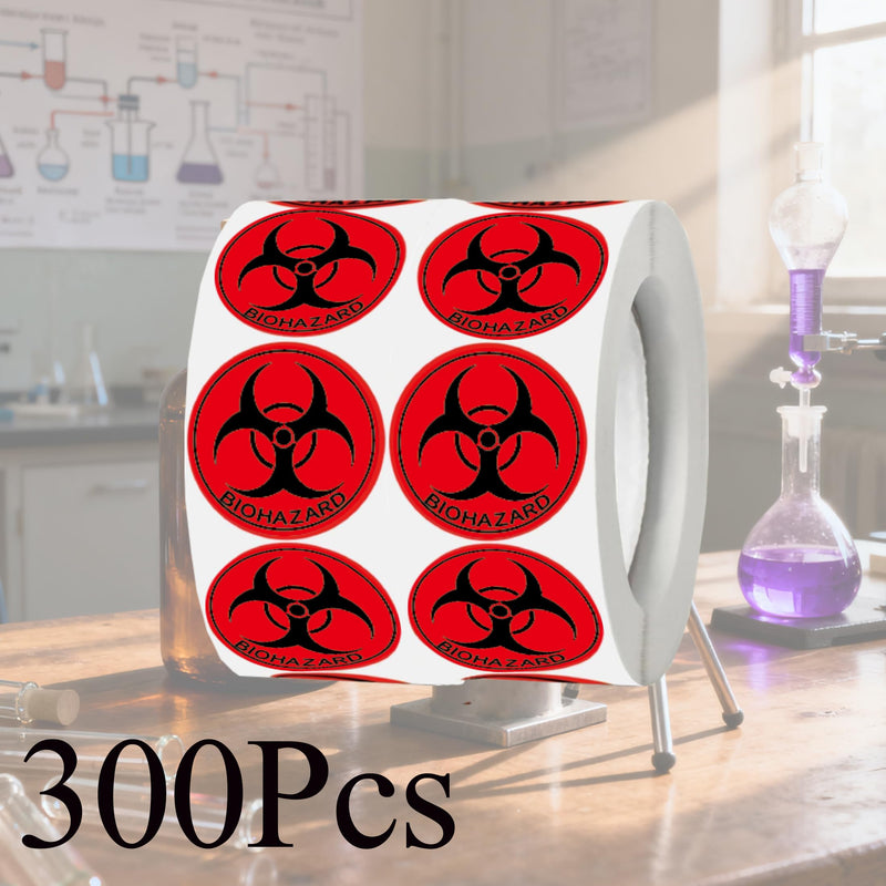 300 Pcs Biohazard Stickers Sign Biohazard Warning Hazard Labels - 1 Inch Use Universal Biohazard Symbol Sticker Decals Warning Biological Hazard Labels for Labs, Hospitals and Industrial 1inch