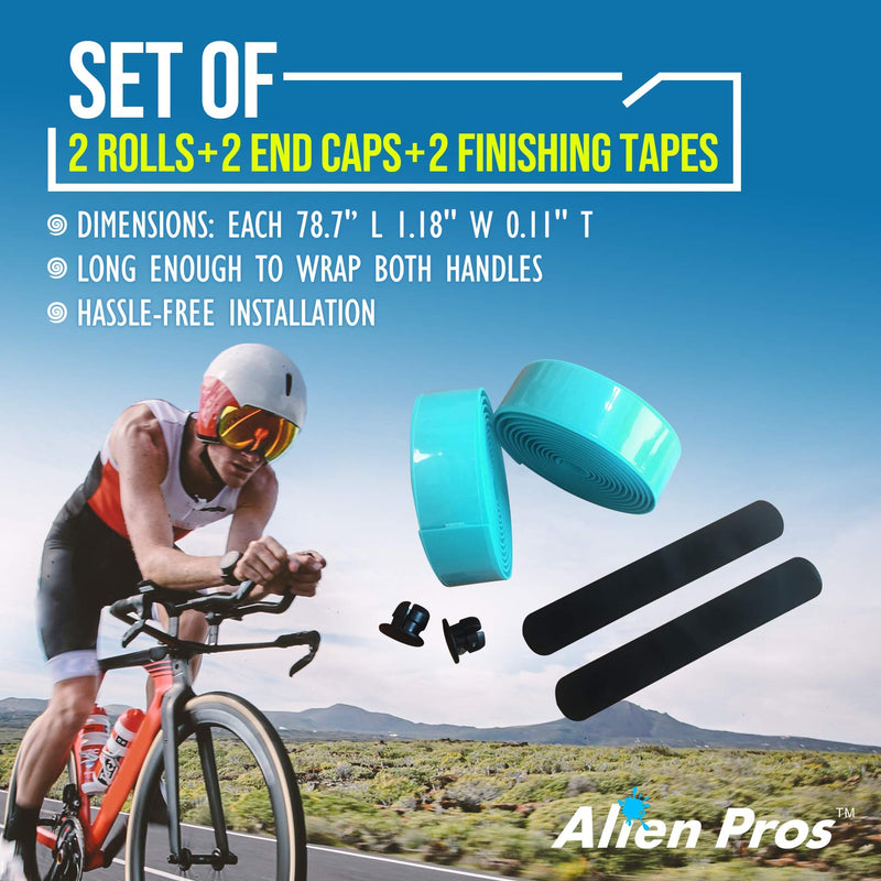 ALIEN PROS Bike Handlebar Tape EVA (Set of 2) Bianchi Green - Enhance Your Bike Grip with These Bicycle Handle bar Tape - Wrap Your Bike for an Awesome Comfortable Ride (Set of 2, Green) Bianchi Green - Set of 2