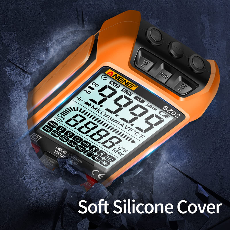 [Australia - AusPower] - ANENG Digital Multimeter Smart Testers TRMS 9999 Counts Anti-Burning Ohm Amp Volt Meter Measures NCV,AC/DC Current/Voltage,Resistance,Continuity,Capacitance,diodes,Auto-ranging Electrical Tools Yellow 