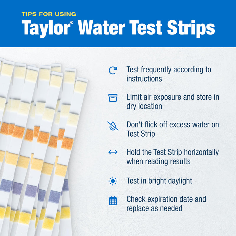 [Australia - AusPower] - Taylor Technologies S-1452, 5-in-1 Pool and Spa Test Strips for Free Chlorine, Total Bromine/Chlorine, pH, & Total Alkalinity, 100 Water Test Strips | Made in the USA 