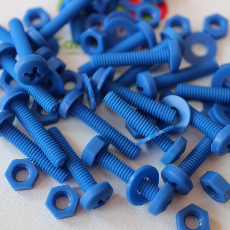 [Australia - AusPower] - 20 x Blue Pan Head Screws Polypropylene (PP) Plastic Nuts and Bolts, M4 x 20mm, Washers, (5/32 x 25/32 in) 