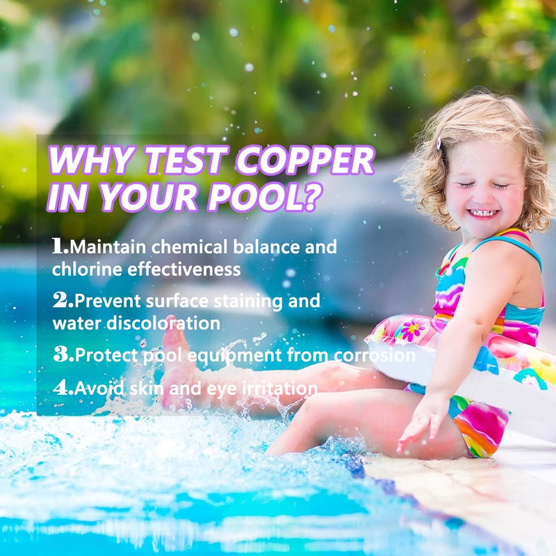 [Australia - AusPower] - Copper Test Strips for Pool Water: 25 Counts Pool Copper Test Kit for Testing Range 0-2 ppm Copper in Swimming Pool Hot-Tub Spa - Pool Metal Test Kit for Above-Ground and Inground Pool Testing Copper 