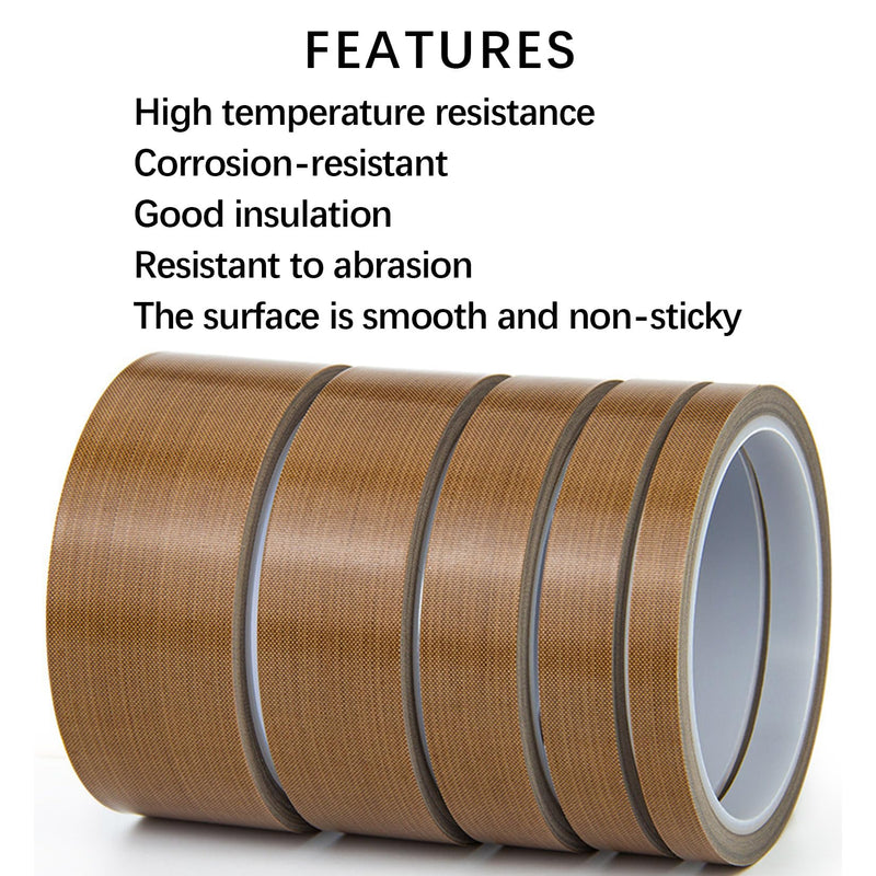 Hoerev 5milx1.5 x33 Yards,Glass Cloth Coated PTFE Adhesive Tape for Non-Stick Surface, 3D Printing, Sealing Machines,Heat Sealer,Drawer Slide Smooth 1 1/2"(38mm)