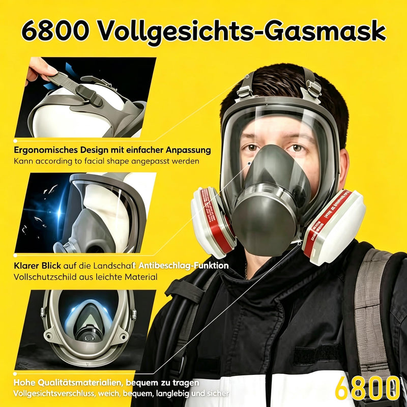 Full Face Respirator Mask with 40mm Activated Carbon Filter 6001CN Filters for Gas, Dust, Spray Paint and Chemicals Mask+6001+20Filters