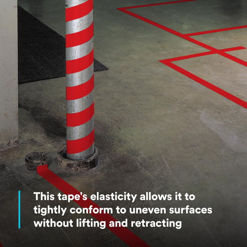 3M Vinyl Tape 471, Red, 2 in x 36 yd, 5.2 mil, 1 Roll, Red Floor Tape, Paint Alternative for Floor Marking, Social Distancing, Color Coding, Safety Marking
