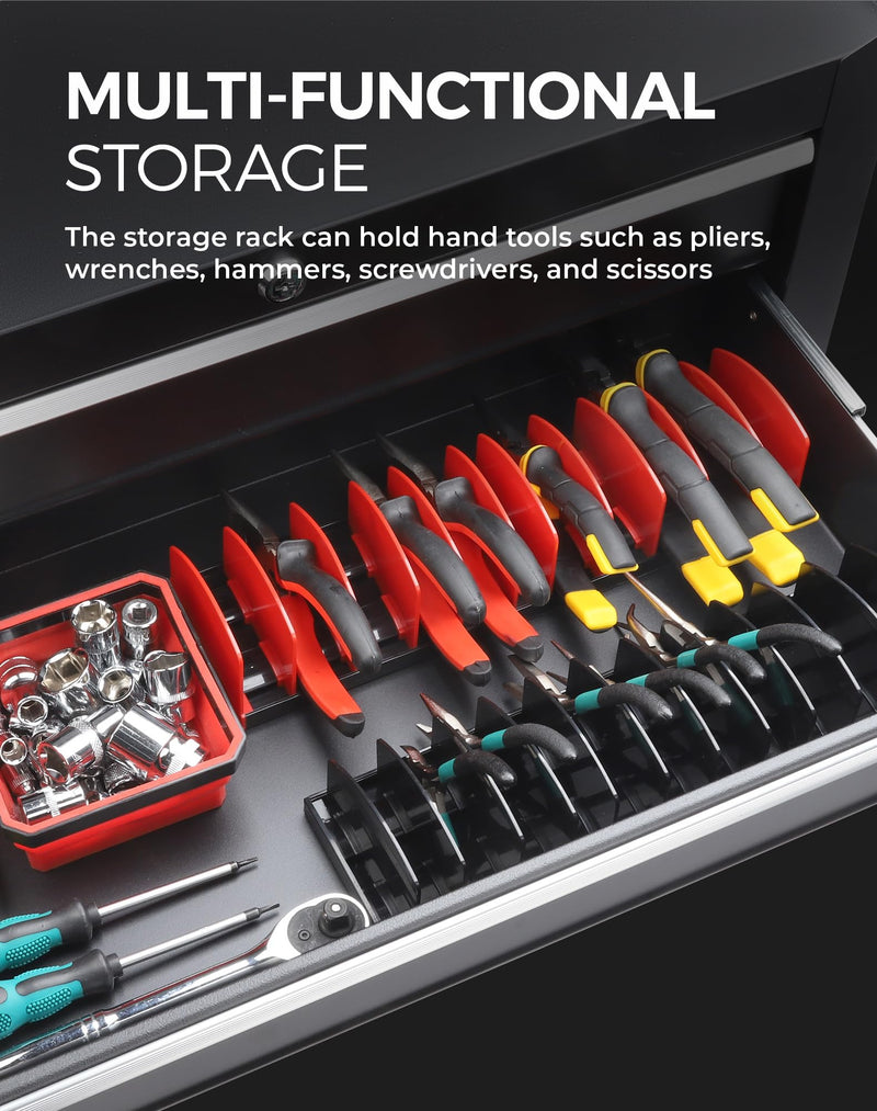 Reniteco 2-Pack Plier Organizer Rack, Pliers Holder with Non-Slip Rubber Base and Adjustable Dividers, 22-Slot Tool Box Organizer, Cutter Organizers, Tool Drawer Organizer(Pliers Not Included) 2 Black