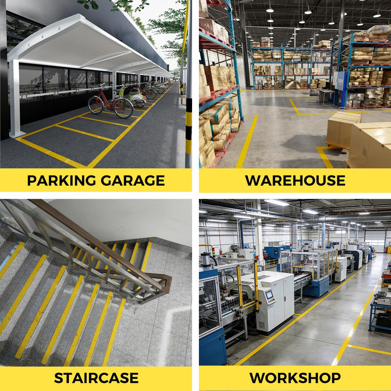 SWRT 2" x 110FT Yellow Floor Marking Tape and Dance Splicing Tape, Caution Gym Floor Tape Warning Safety Stripe Tape for Floor Marking, Athletics, School, Restaurants, Equipment and More
