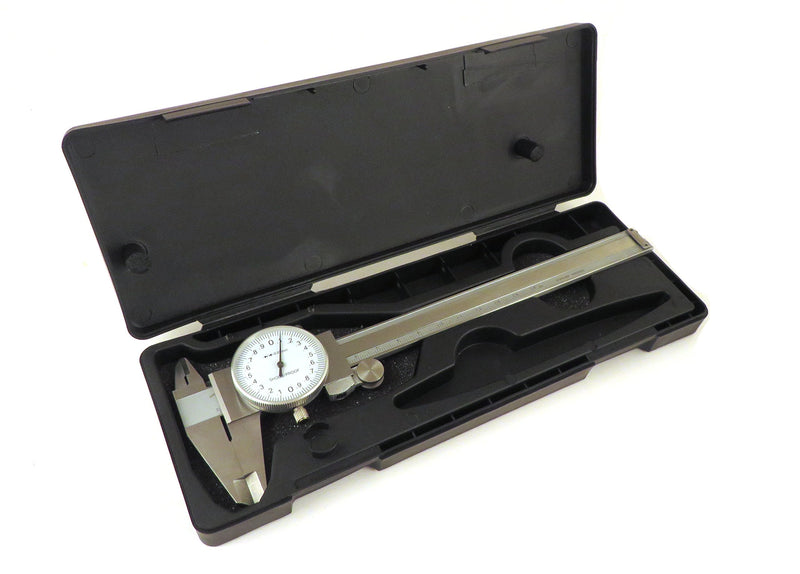 [Australia - AusPower] - 150 mm Metric Dial Calipers Accurate to 0.02 mm per 150 mm Hardened Stainless Steel for Inside, Outside, Step and Depth Measurements MDC-6 