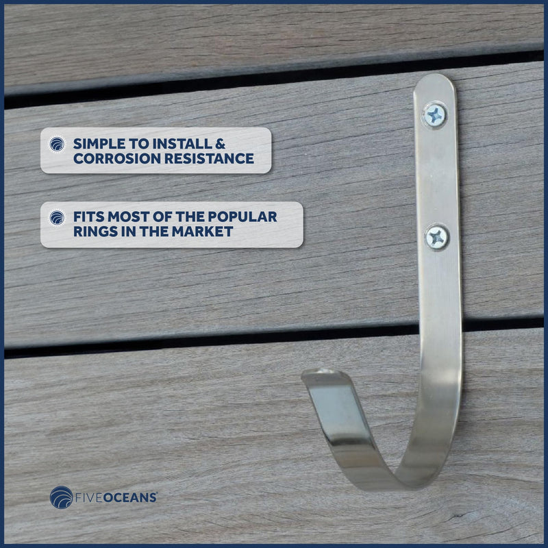 Five Oceans Ring Buoy Bracket Holder, Rail Mount/Flat Mount Stainless Steel Flat Mount