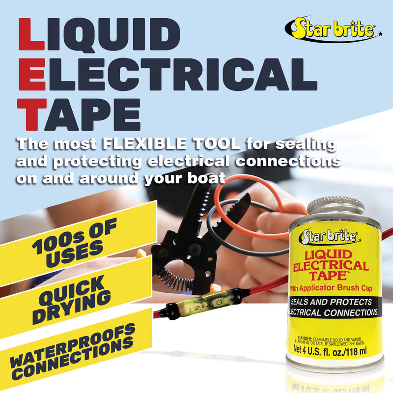 STAR BRITE Liquid Electrical Tape - Superior Adhesion and Flexible Protection for Frayed Cables, Terminals, and Electric Splices