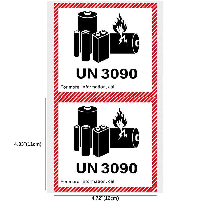 Hybsk 4.7" x 4.3" Lithium Ion Battery Transport Caution Warning Labels 50 Adhesive Stickers (UN3090) Un3090
