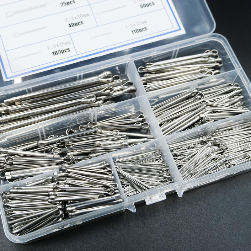 [Australia - AusPower] - 125pcs Cotter Pin Assortment Kit, 6 Sizes 304 Stainless Steel Cotter Pins Set, Split Pin Fastener Clips for Car Mechanics, Lawn Mowers, Trucks, Tractors Repair 125PCS 