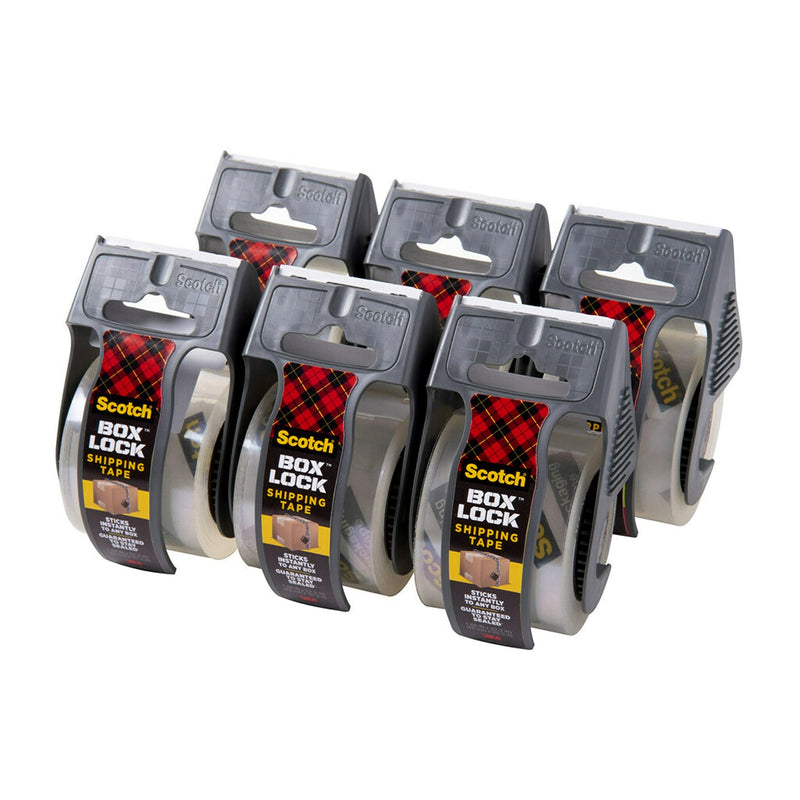 [Australia - AusPower] - Scotch Box Lock Packing Tape, Clear, Extreme Grip Moving Tape, 1.88 in. x 22.2 yd., 6 Packaging Tape Rolls with Dispensers 6 Rolls 