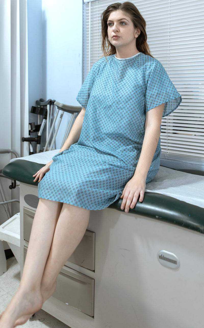 [Australia - AusPower] - 3 Pack - Blue Hospital Gown with Back Tie/Hospital Patient Gown with Ties - One Size Fits All 