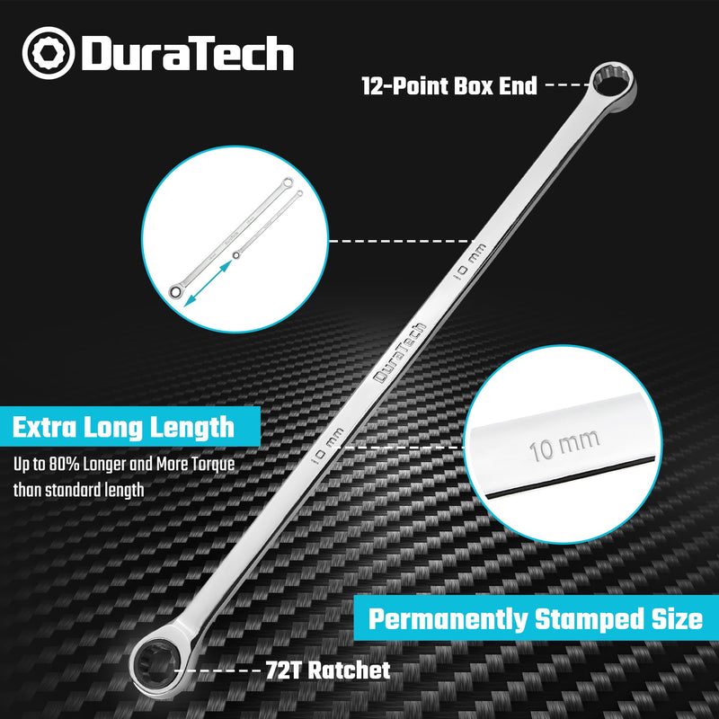 [Australia - AusPower] - DURATECH 10mm Extra Long Ratcheting Wrench, Metric, CR-V Steel 