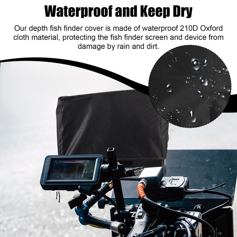 Fish Finder Cover for Lowrance Humminbird 12-Inch Fishfinder, Waterproof 210D Oxford Fabric Depth Protector Cover Accessories with Silver Coating & Drawstring to Protect Screen and Device 14.57x9.45x4.72"