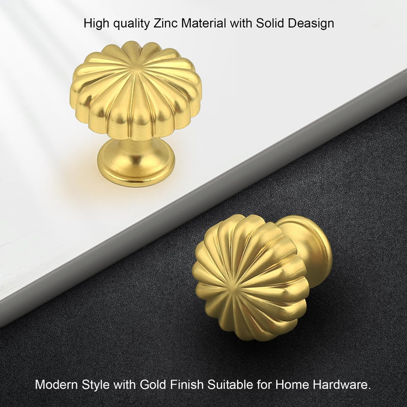 Probrico 15 Pack Gold Cabinet Knobs Vintage Drawer Knobs Zinc Alloy Cabinet Hardware for Kitchen Cupboard Dresser and Wardrobe Single Hole