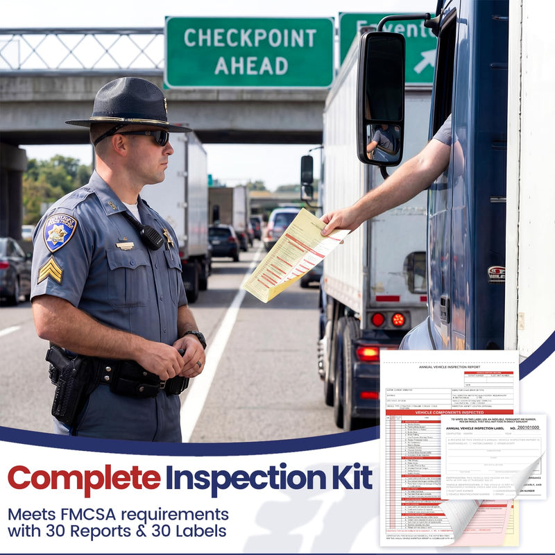 Annual Vehicle Inspection Record Kit – 3-Part NCR Report Book (30 Sets) + White Adhesive Record Labels (30) – for Trucks & Fleet Recordkeeping | Supports 49 CFR §396.17 30