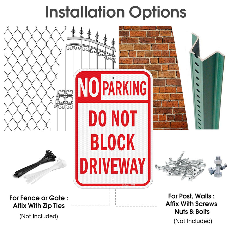GicnKeuz Large Do Not Block Driveway Sign, 18x12 Inches No Parking Signs,Reflective Aluminum, Fade Resistant/Waterproof, Indoor or Outdoor Use (2-Pack) 18"×12" 2 PACK