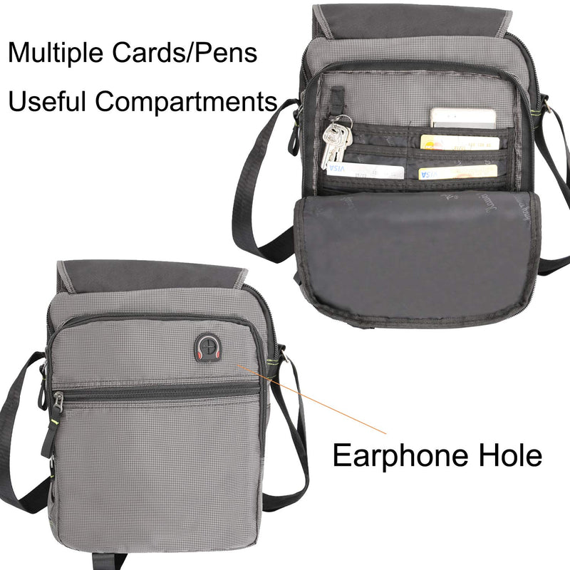 [Australia - AusPower] - Vertical Messenger Bag, Crossbody Bag, Shoulder Bag Work Satchel for iPad Tablet Kindle Large-gray 