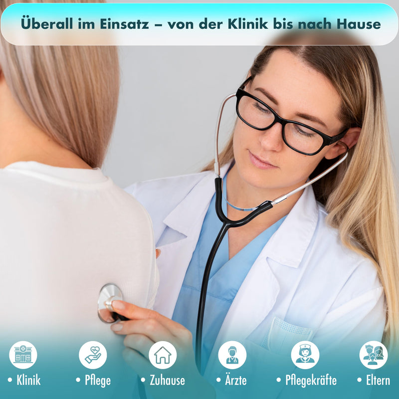 Premium Stethoscope, Medical Stethoscope for Doctor, Nursing Clinic, with Cold Protection Ring and Metal Bracket, Soundproofed and Nickel-Free, Auscultation Heart, Lungs, Baby (Double Head Double Head Blue