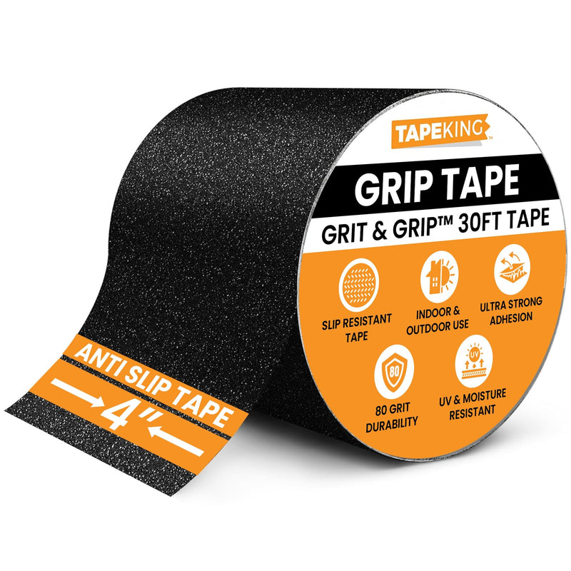 Tape King Anti-Slip Tape, 4"x30' Roll - Indoor/Outdoor Safety Traction for Stairs, Steps, Ramps, Treads 4" x 30 Feet