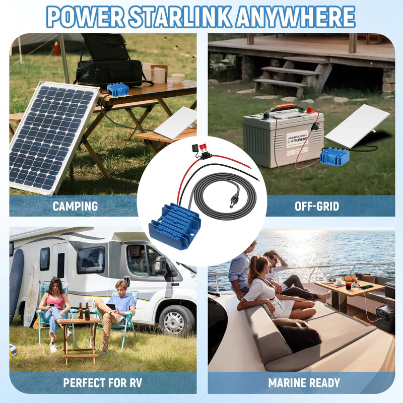 [Australia - AusPower] - Starlink Mini 12V Adapter Power Cable, 12V/24V Starlink Mini Power Supply DC Step Up Converter to 30V 3.5A, Compatible with Battery/RV/Generator/Yacht/Solar Panels Off-Grid Power Solution with Fuse 6.56 ft Blue 